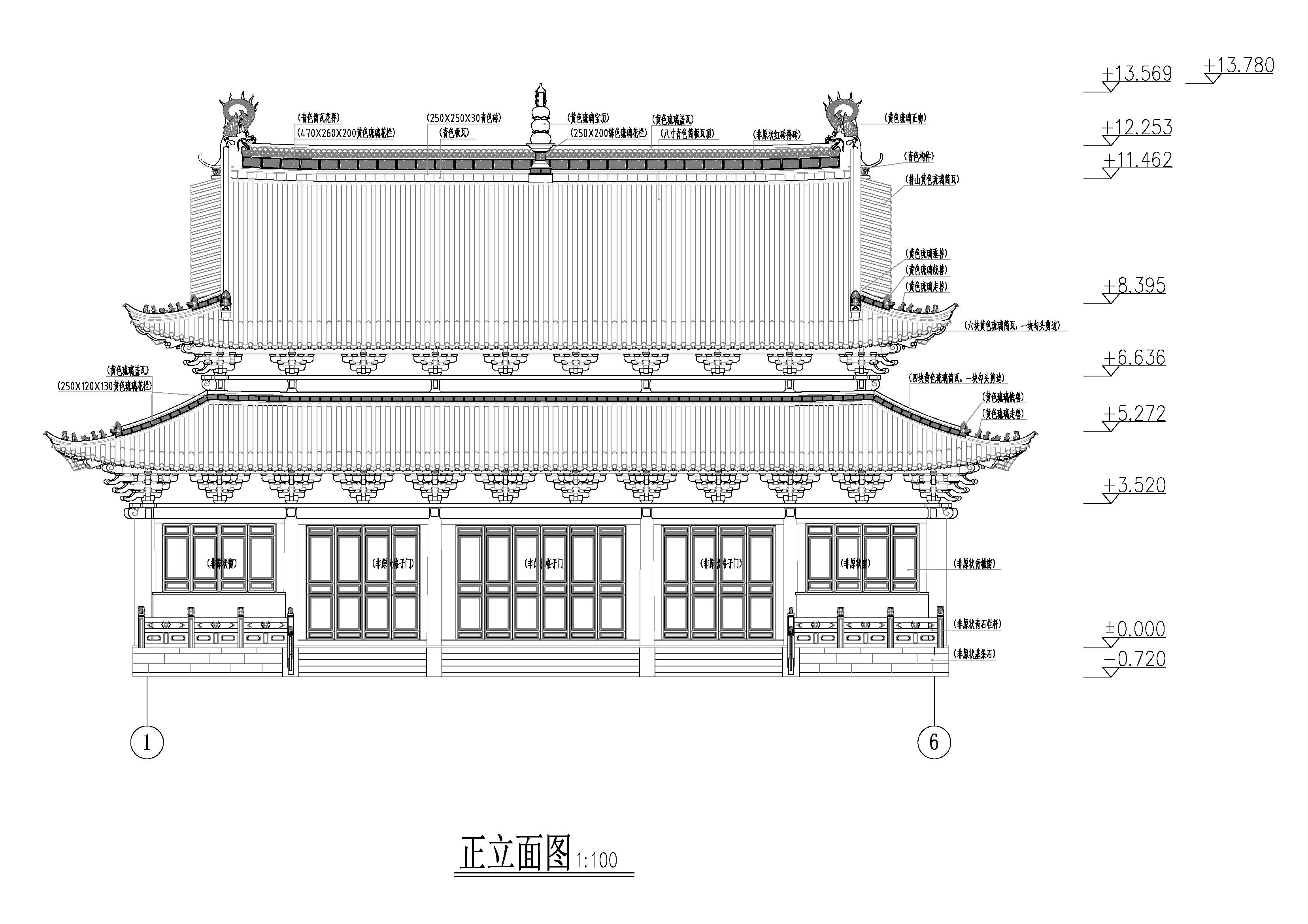 大觉寺正立面图大觉寺大样图工作人员现场测量梁思成手绘图之一梁思成